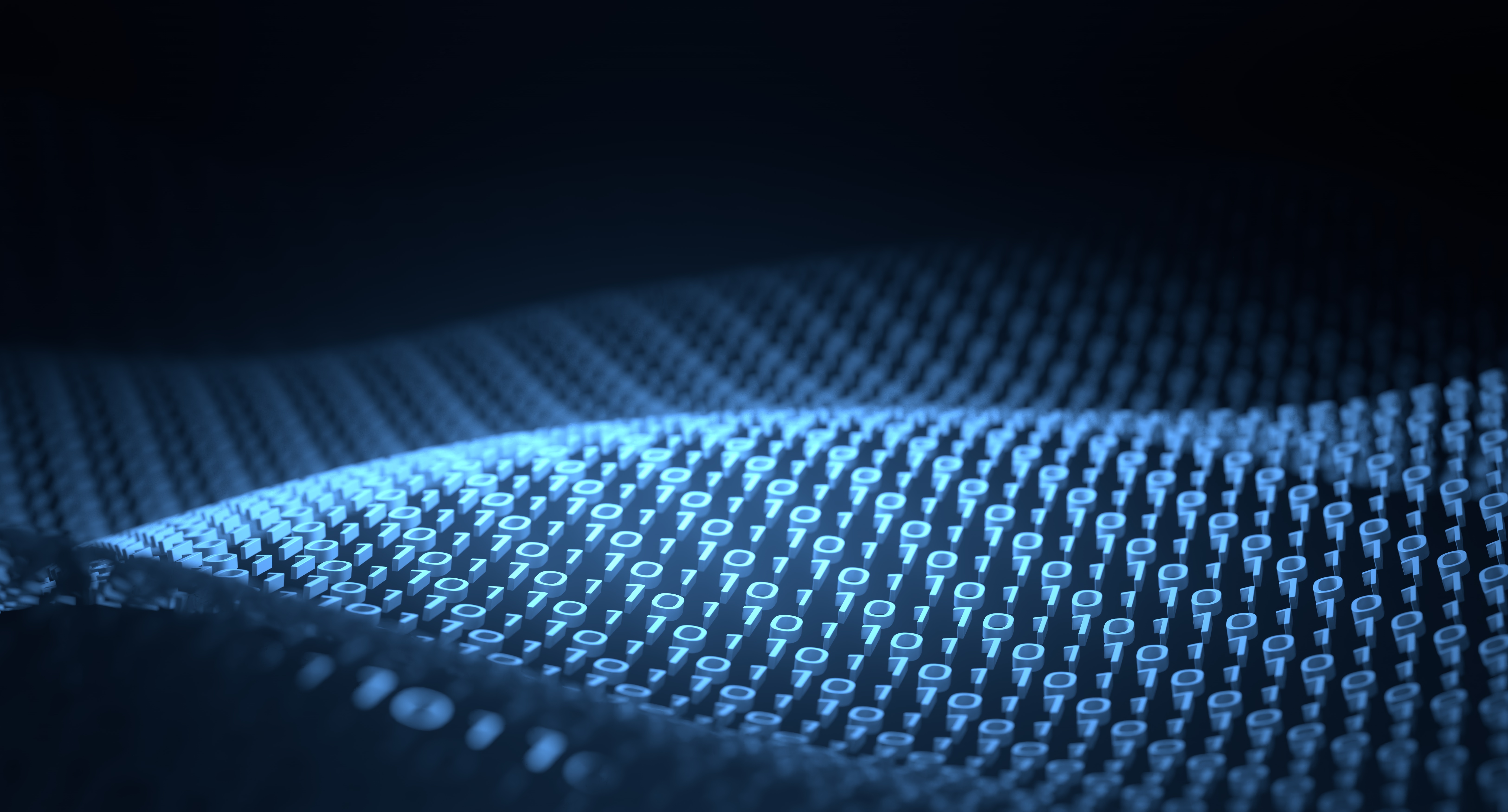 Abstract digital landscape with binary code, representing technology and process debt reduce in Insurance | DXC Technology