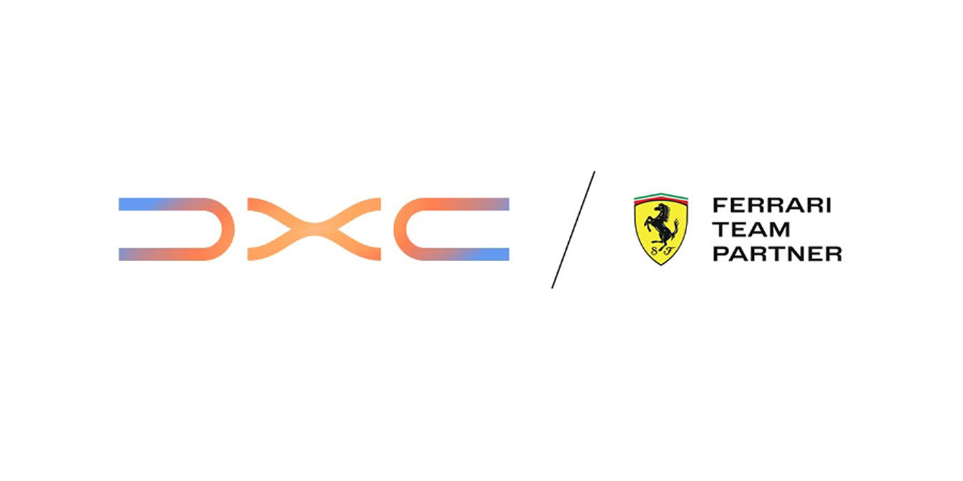 DXC-branded Ferrari Formula 1 race car on track during motorsport event | DXC Technology Partners