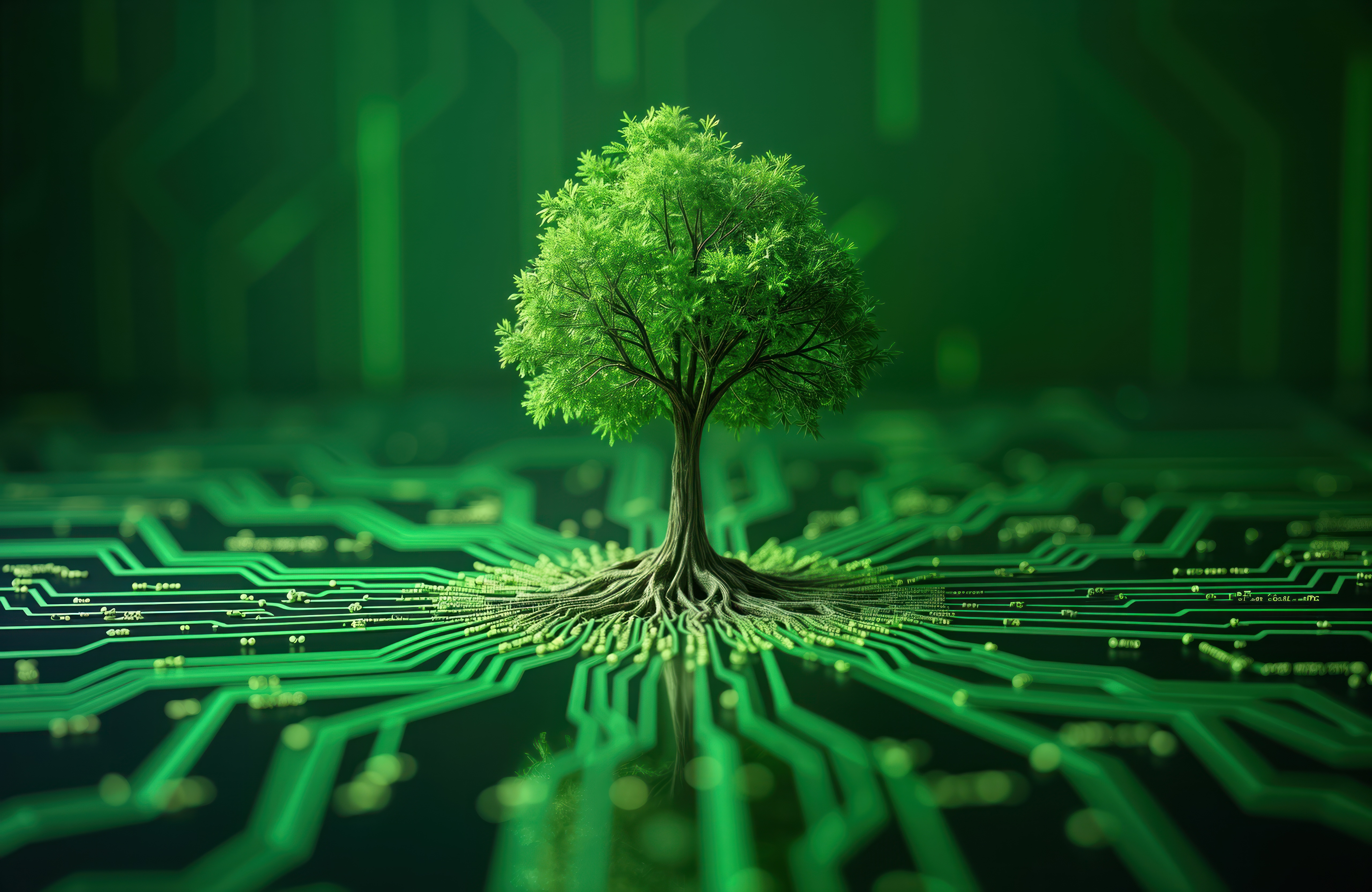 Tree sprouting out of CPU board, Dell Technologies | DXC Technology Insights