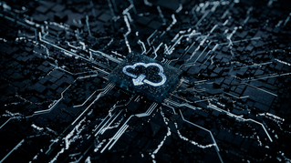 a cloud with an arrow pointing to various computing pathways, representing cloud migration options | DXC Technology