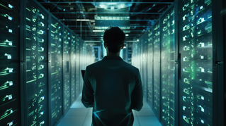 IT worker in secured data center, Managed Mainframe Services | DXC Technology