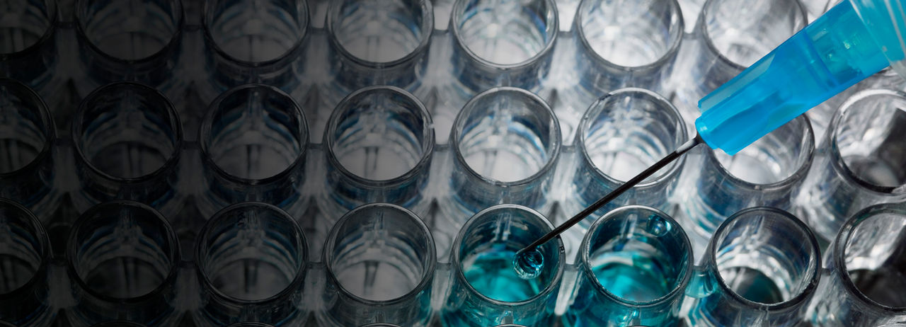 Samples in testing tray --- Image by © Mark Weiss/Corbis