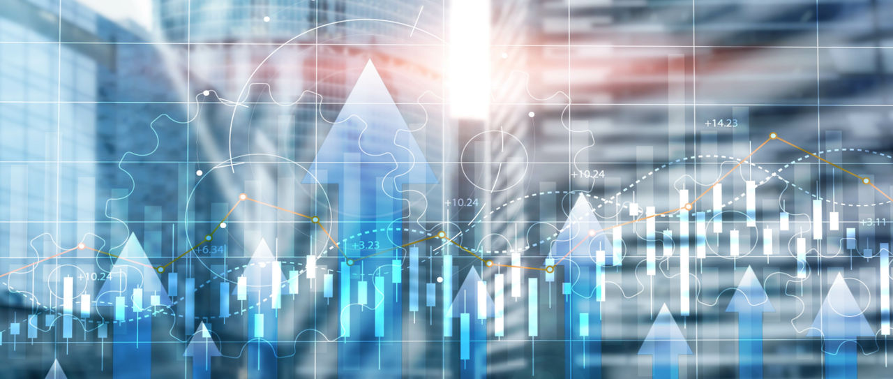 Stock market forex trading graph and candlestick chart, symbolizing modernization and AI solutions, Financial Services | DXC Technology Insights