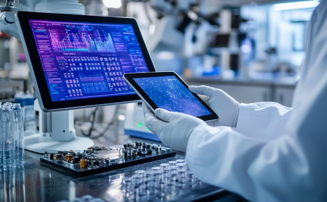 Doctor reviews health data on screens - Example of Successful Digital Transformation in Healthcare | DXC Customer Story