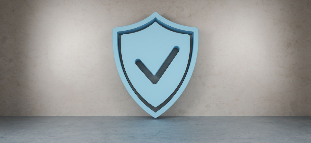 Smarthome shield security interface in modern interior 3D rendering