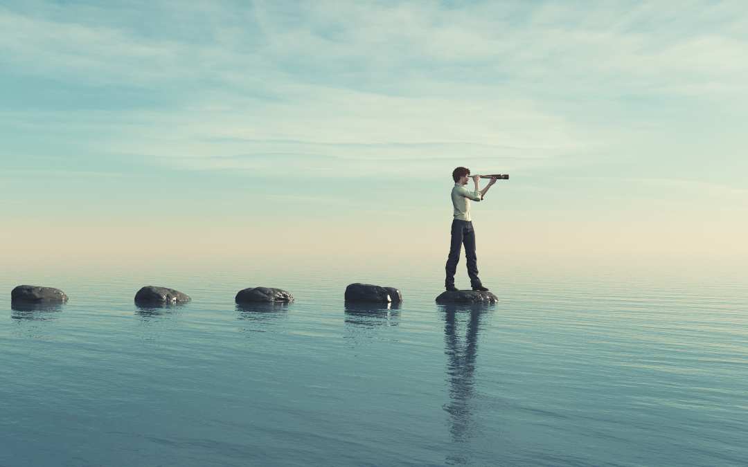 woman on rock with spyglass, Assure Legal Solutions | DXC Technology