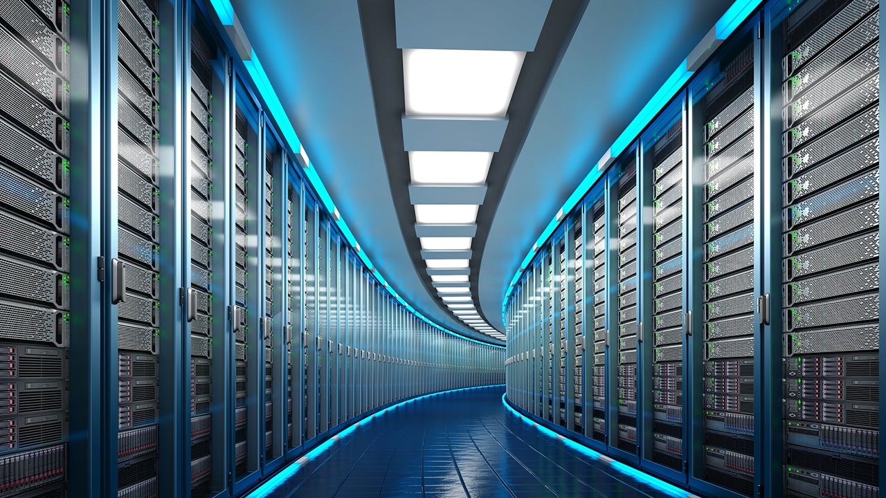 Modern datacenter. Cloud computing. 3d rendering