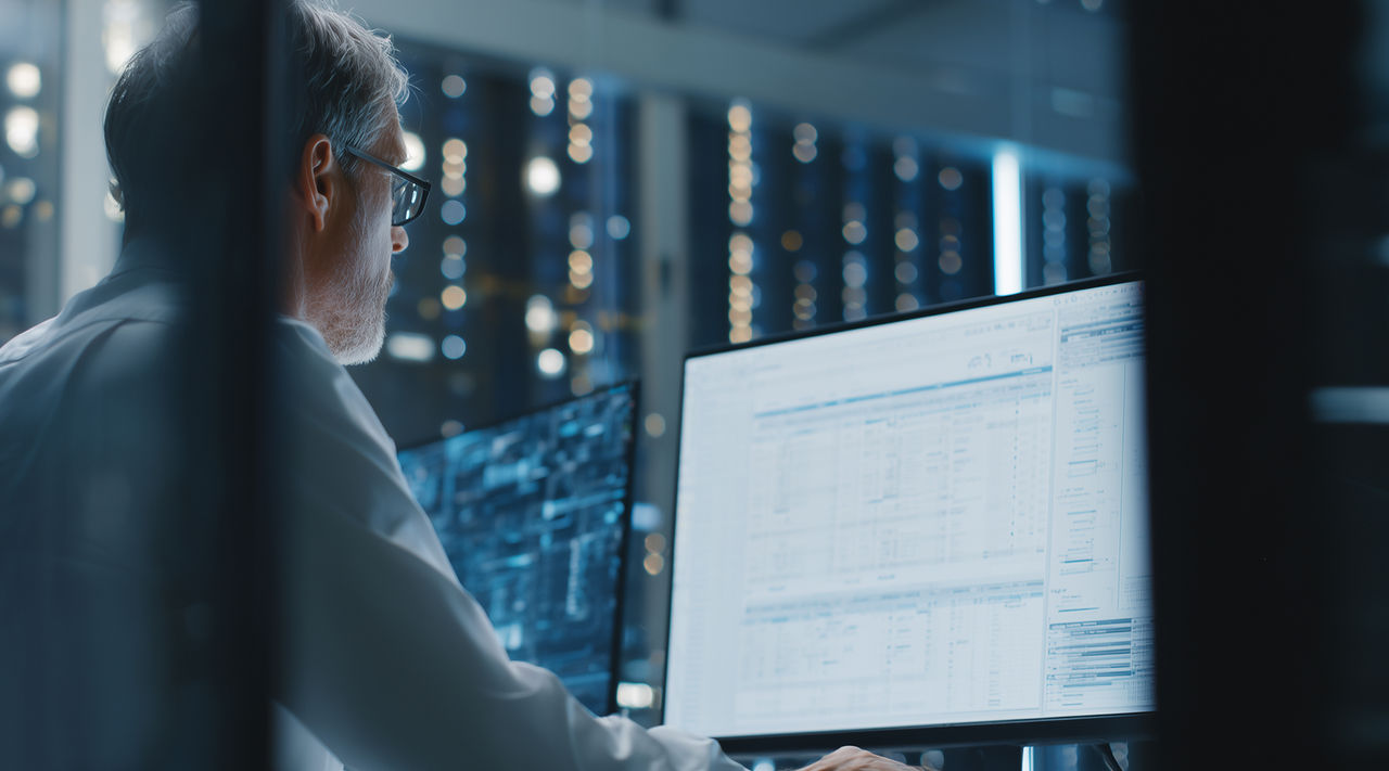 man reviewing status of cloud operations, Cloud Platforms | DXC Technology